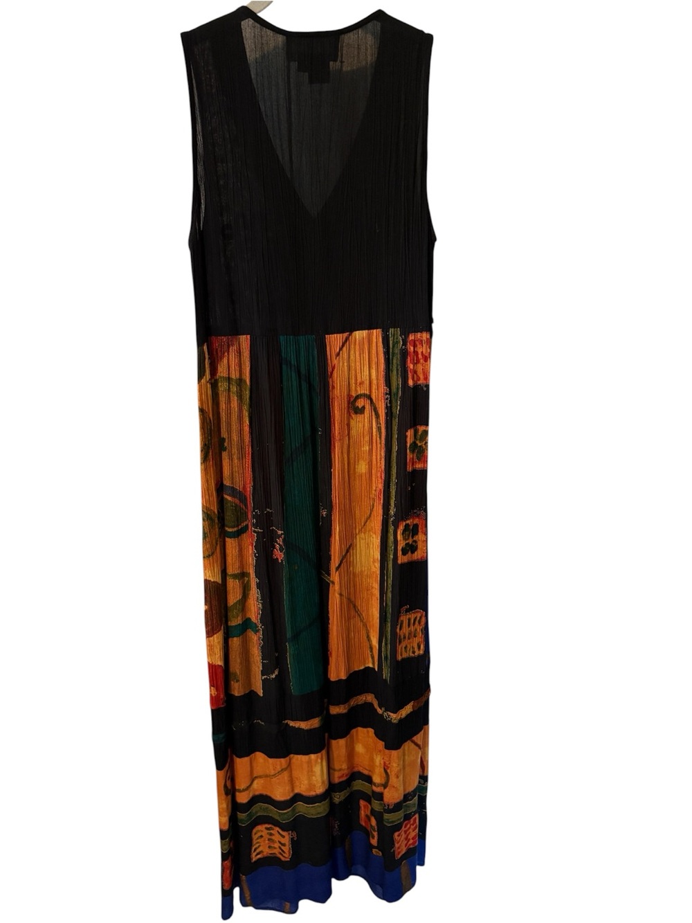 Carole Little Black Maxi Dress with Orange, Green & Blue Panels - Picture 3 of 4